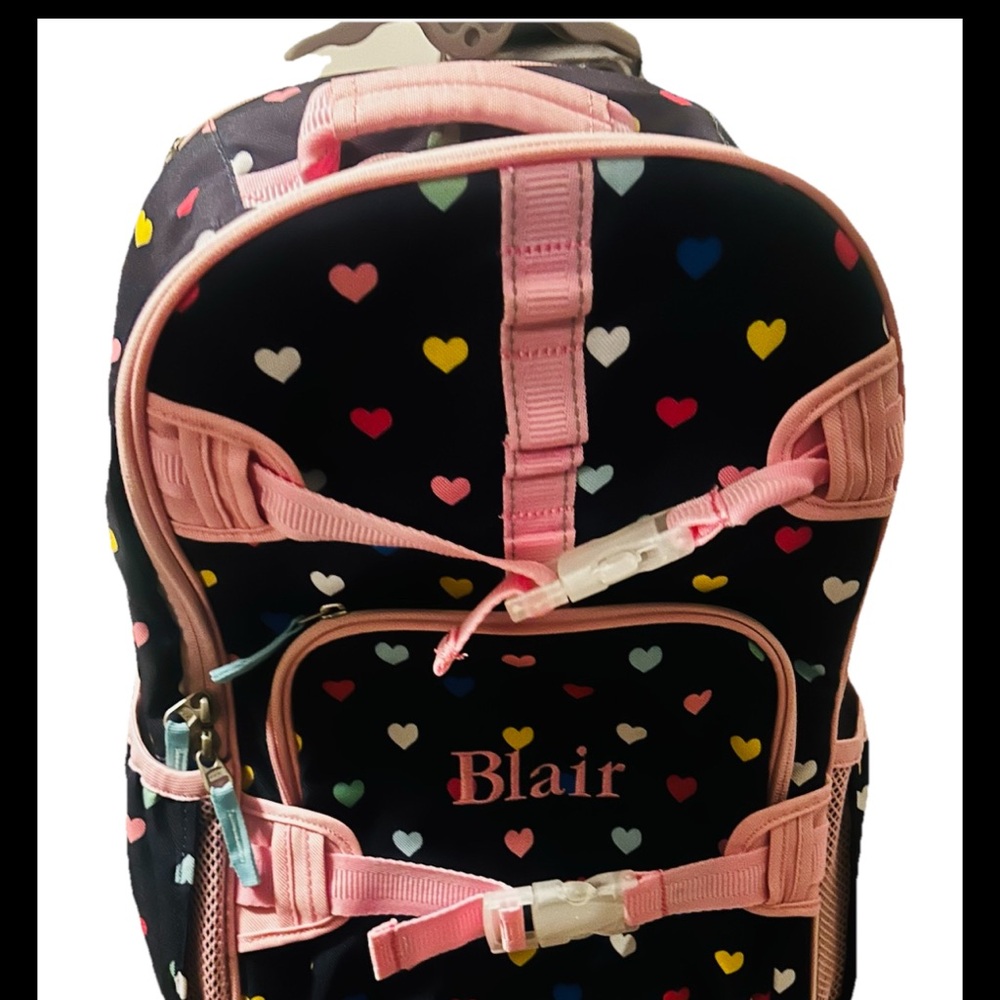 Heart Pattern Backpack with Pink Accents